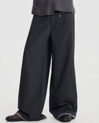 WOOL SPLICED WIDE TROUSERS