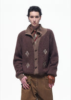 SCRIPT-X ARGYLE KNIT CARDIGAN