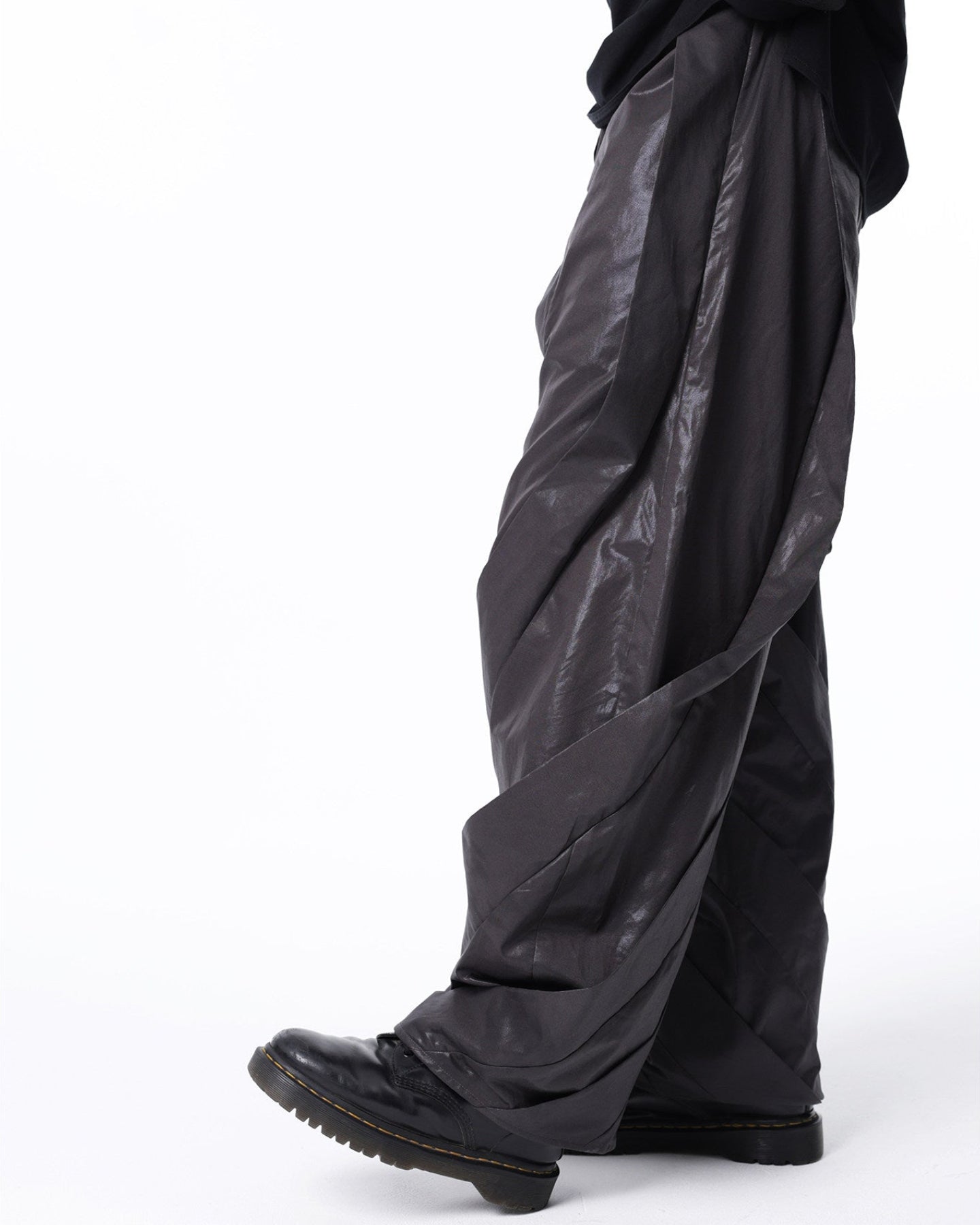 SPIRAL DRAPED WAXED PANTS