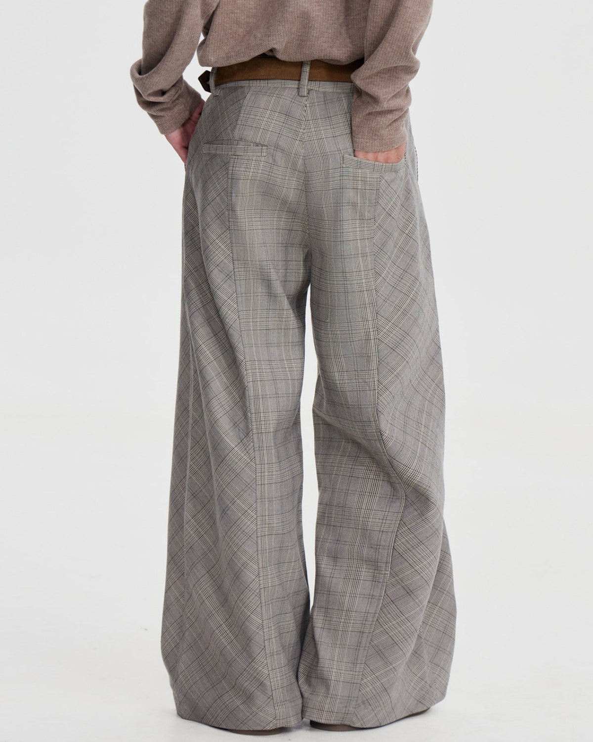 PLAID WIDE LEG TROUSERS