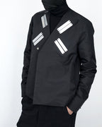 TECH CROPPED METAL PATCH DARK BIKER JACKET