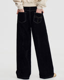 VELVET WIDE LEG TROUSERS