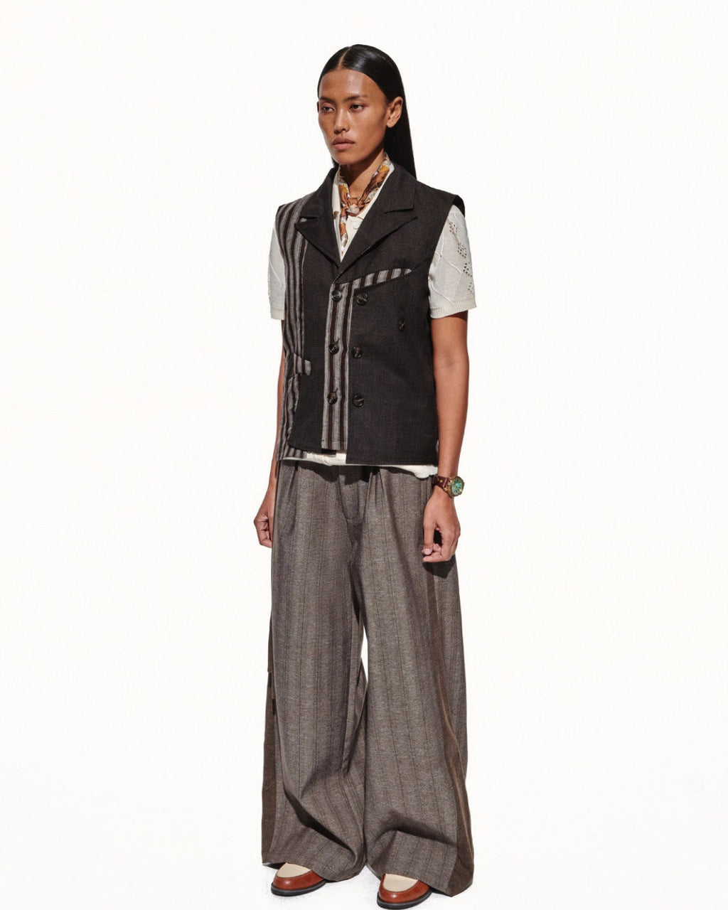 SCRIPT-X STRIPED SUIT VEST