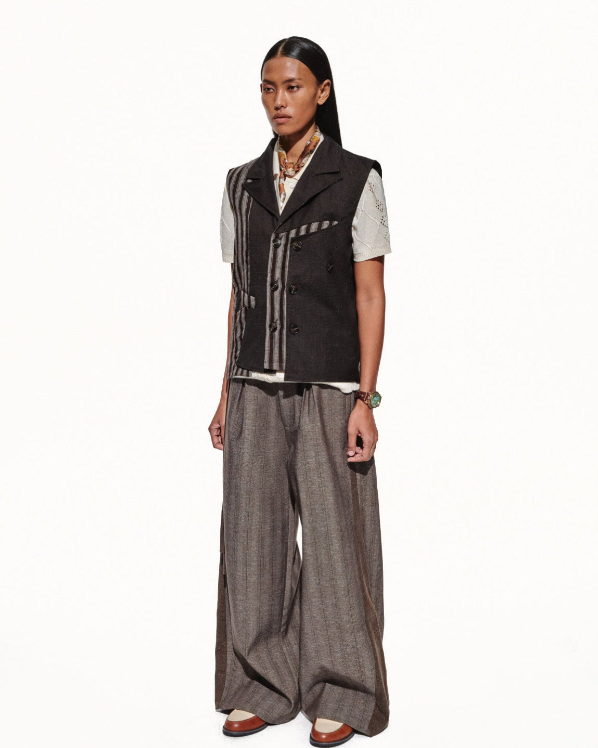 SCRIPT-X STRIPED SUIT VEST