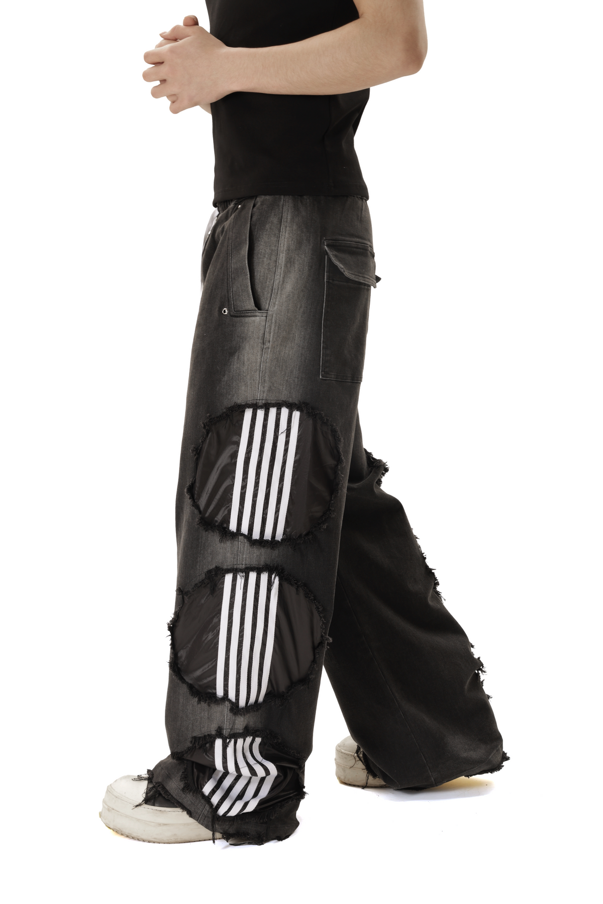 NVRMIND distressed baggy wide-leg jeans