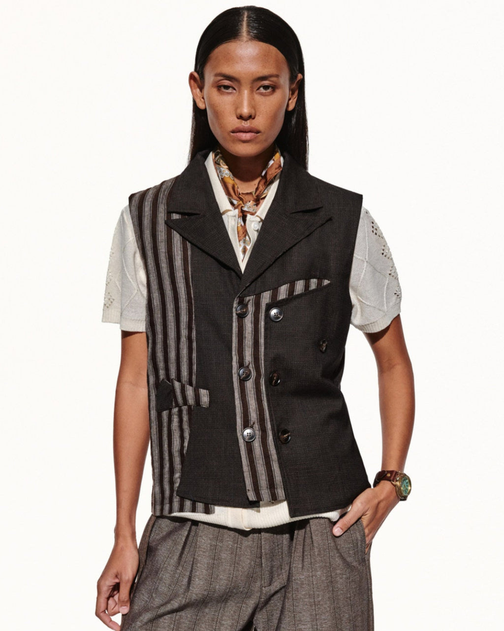 SCRIPT-X STRIPED SUIT VEST
