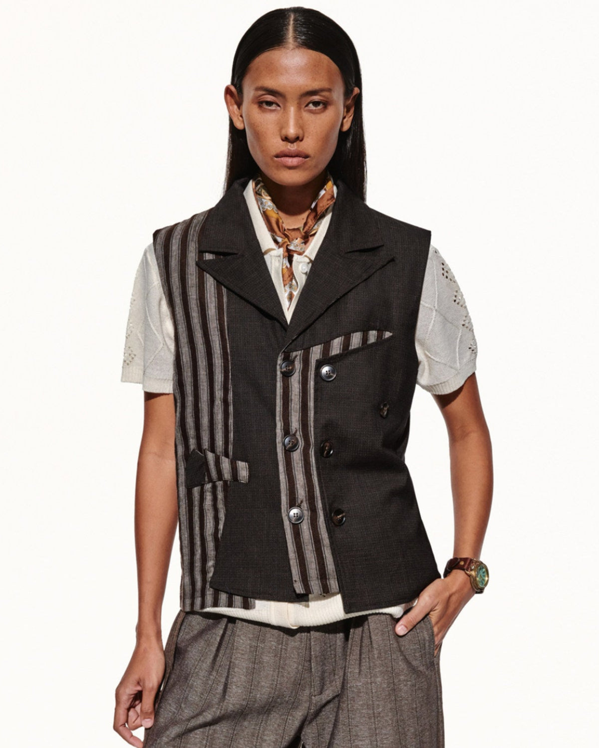 SCRIPT-X STRIPED SUIT VEST