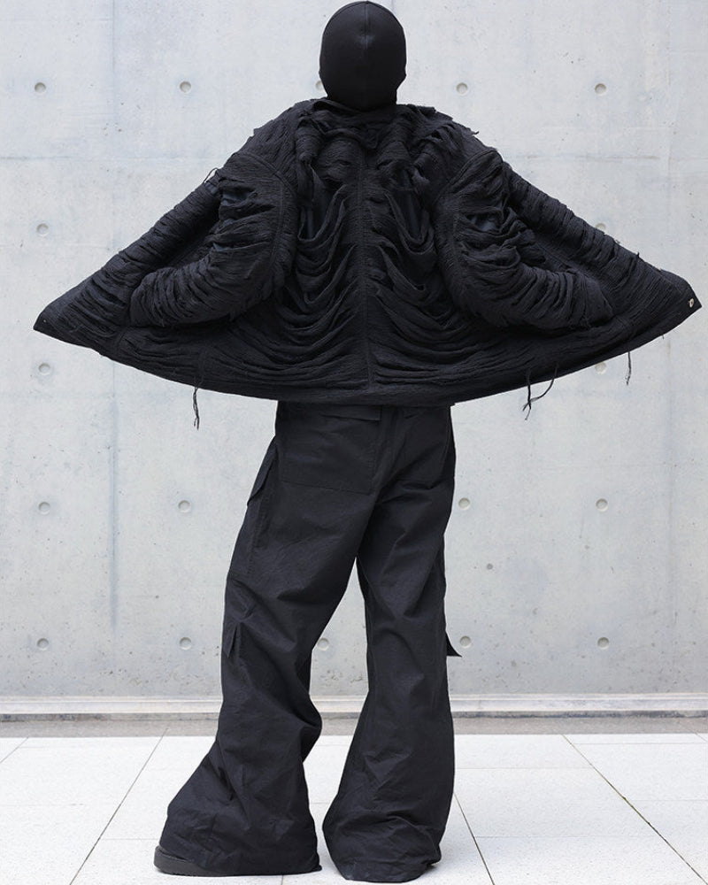 DOUBLE LAYER DISTRESSED FRINGE OPIUM JACKET