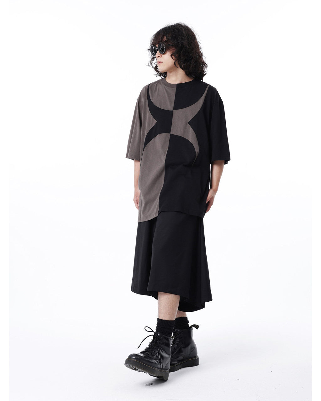 COLOR BLOCK SPLICED SHORT SLEEVE TEE
