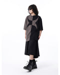 COLOR BLOCK SPLICED SHORT SLEEVE TEE