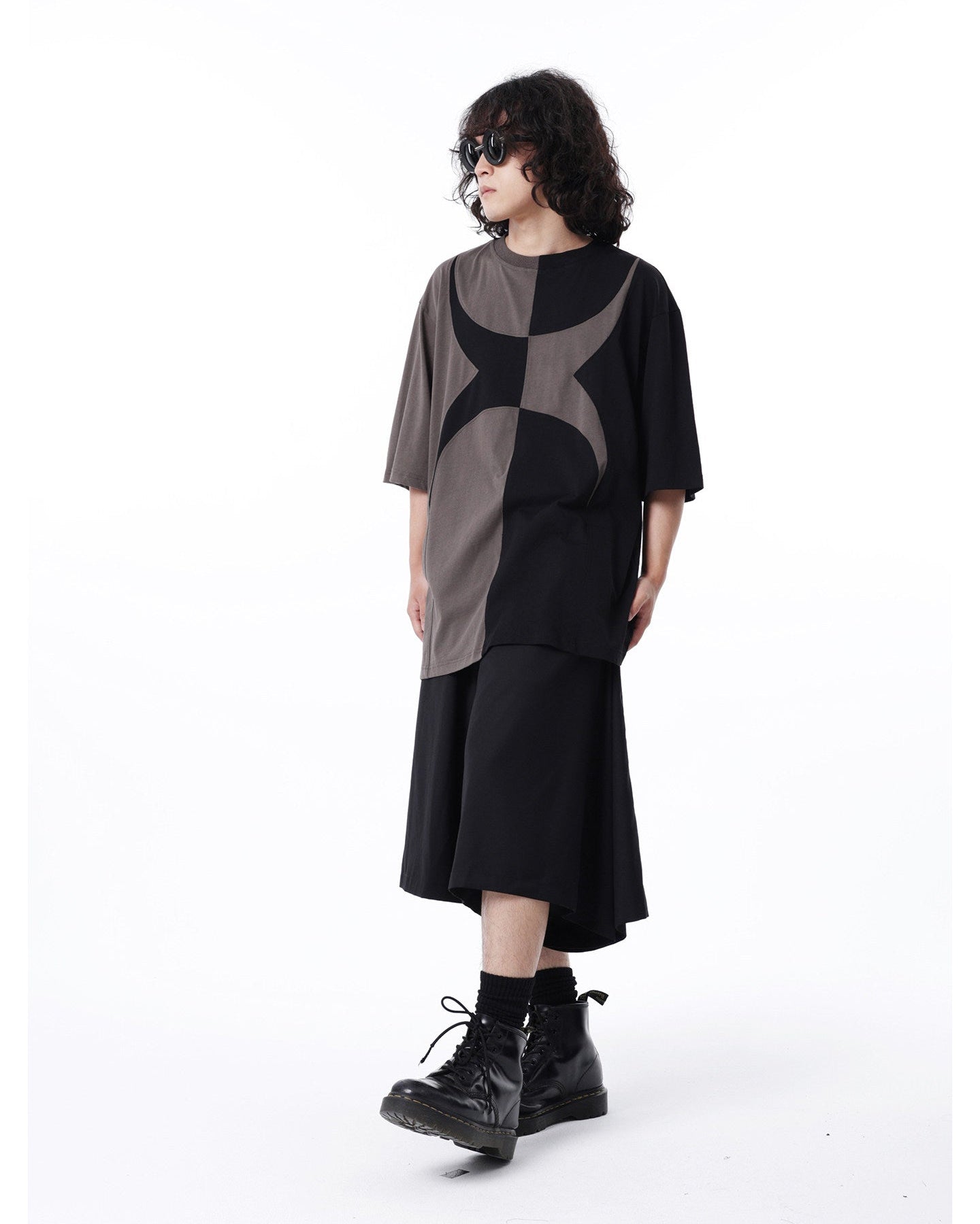 COLOR BLOCK SPLICED SHORT SLEEVE TEE