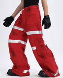 DISTRESSED REFLECTIVE CARGO JEANS