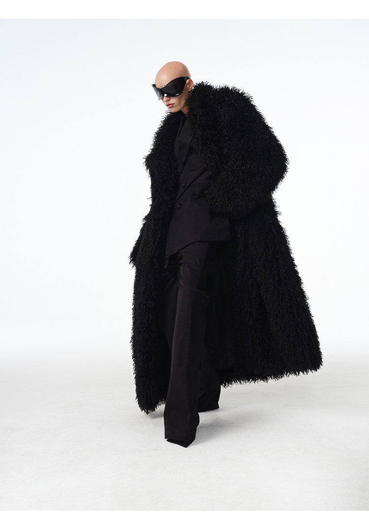 ECLIPSE oversized black long-pile faux-fur coat, additional product photograph 3 | OFFCULTURE®