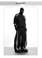 XCULTURE LUXURY 3-STRIPE STAND COLLAR CROPPED JACKET SET
