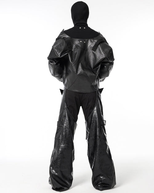 BLACK BIKER LEATHER PANTS