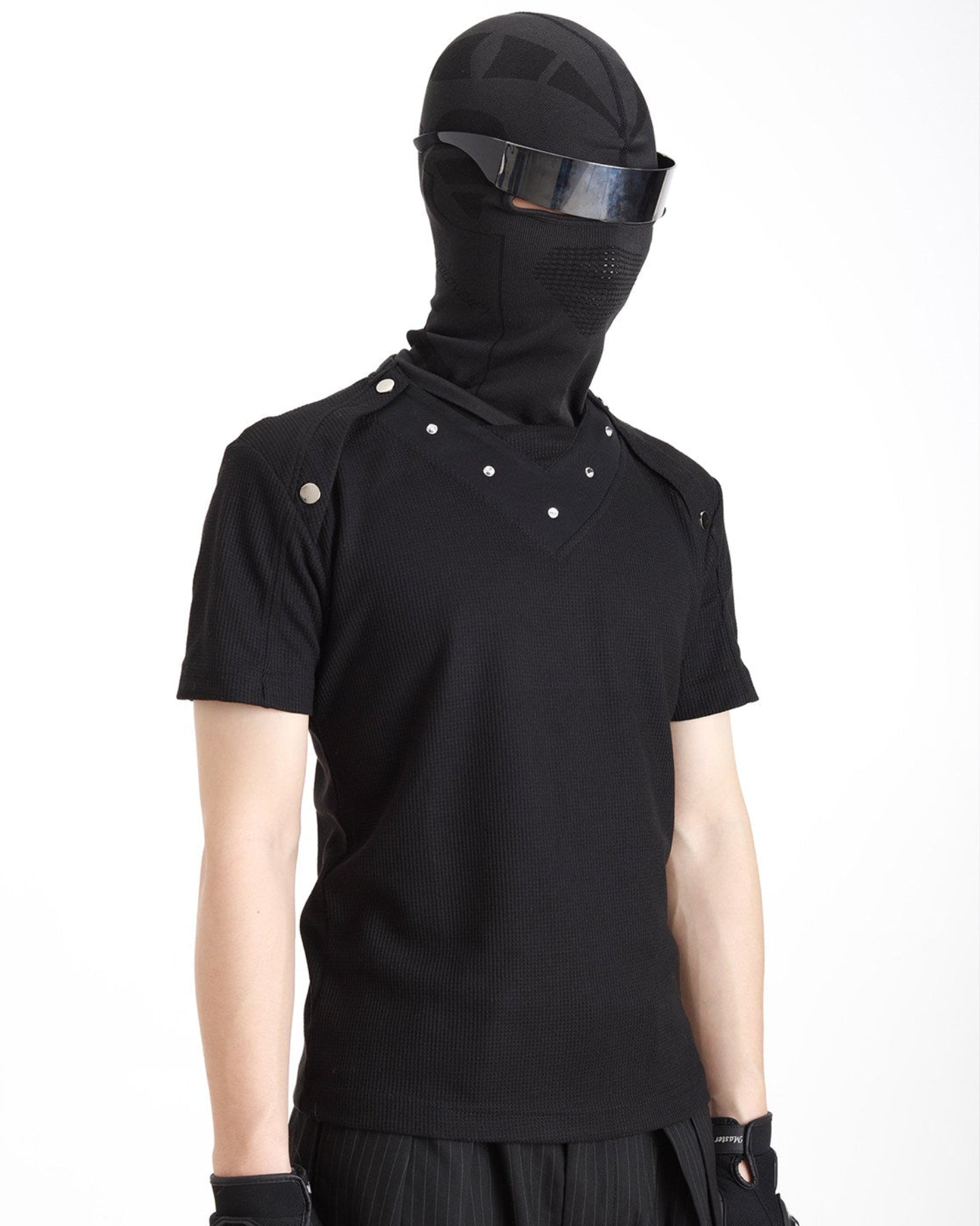 DECONSTRUCTED BUTTON WAFFLE KNIT TEE