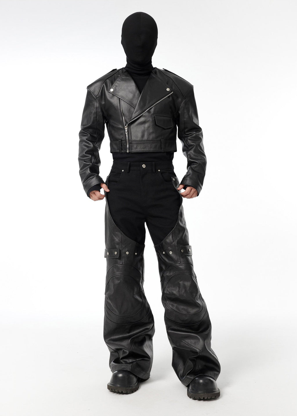 DECONSTRUCTED BIKER LAYERED PANTS