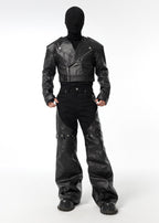 DECONSTRUCTED BIKER LAYERED PANTS