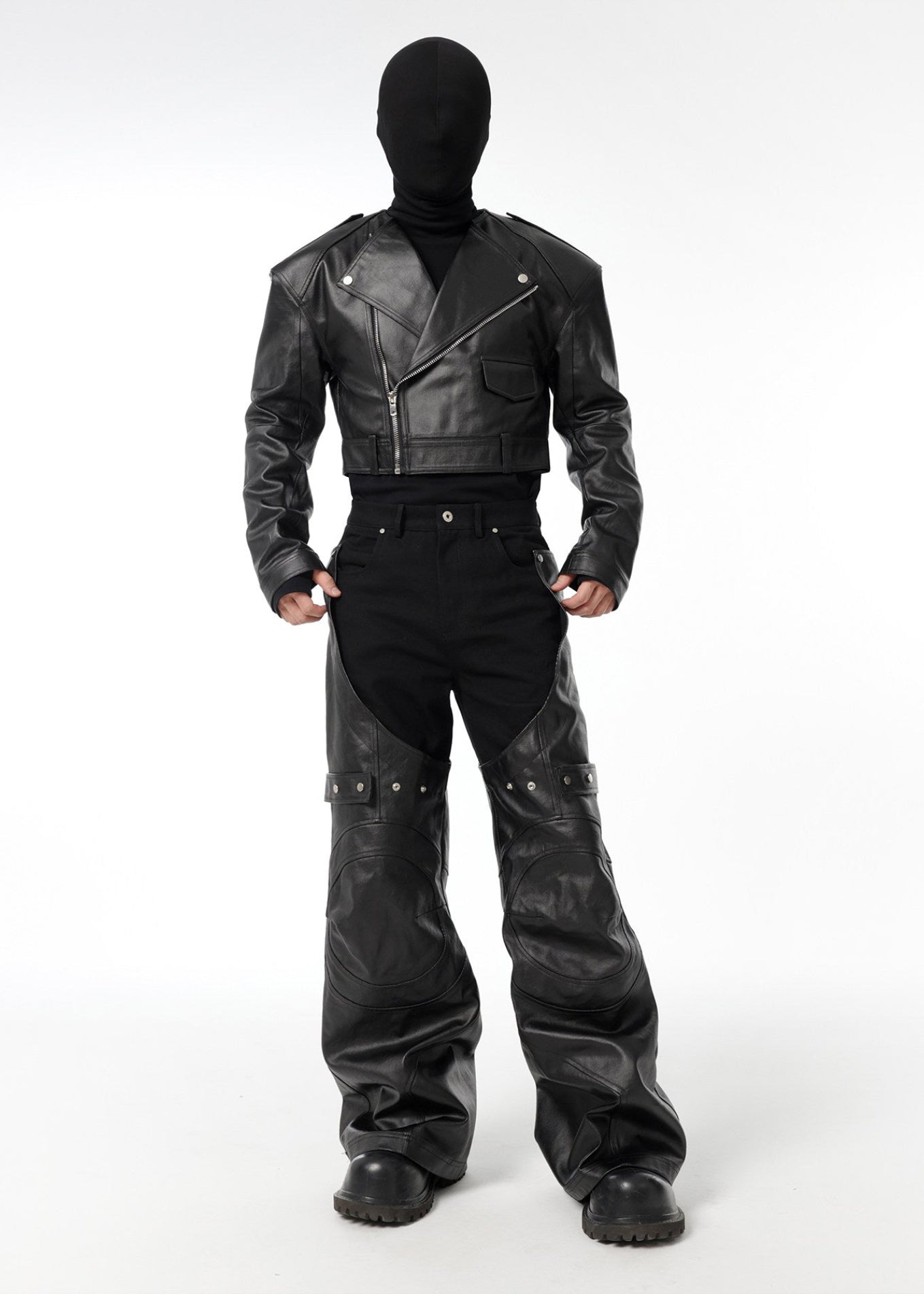 DECONSTRUCTED BIKER LAYERED PANTS
