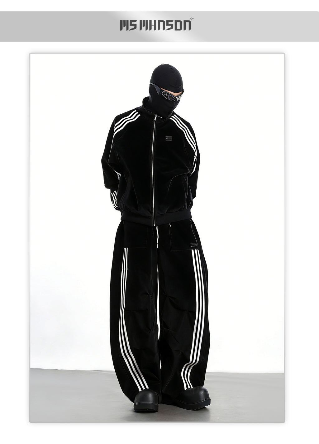 XCULTURE LUXURY 3-STRIPE STAND COLLAR CROPPED JACKET SET