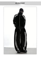 XCULTURE LUXURY 3-STRIPE STAND COLLAR CROPPED JACKET SET