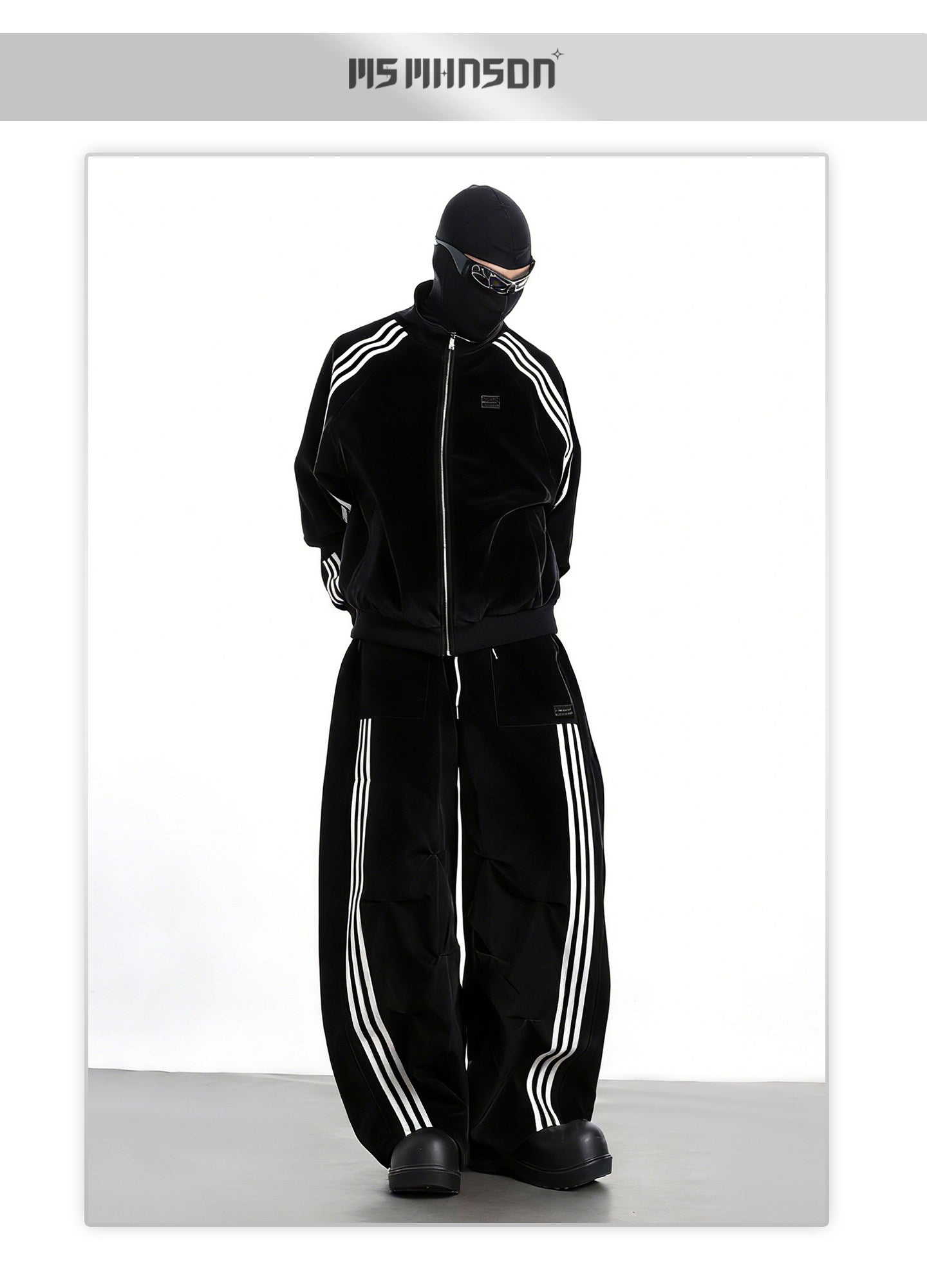 XCULTURE LUXURY 3-STRIPE STAND COLLAR CROPPED JACKET SET