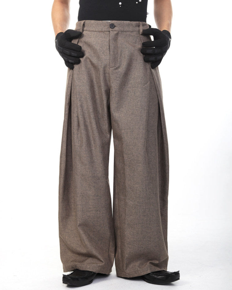 ELSEWHERE cross-pleated relaxed straight-leg cotton trousers, additional product photograph 6 | OFFCULTURE®