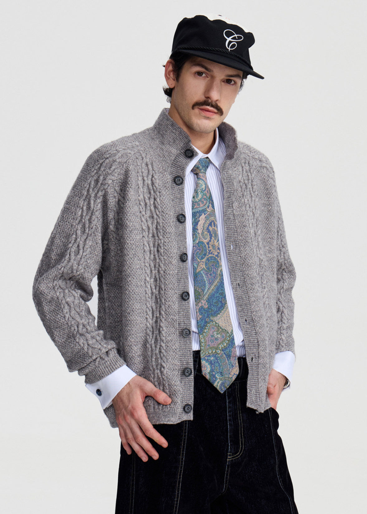 SCRIPT-X CABLE WOOL SWEATER
