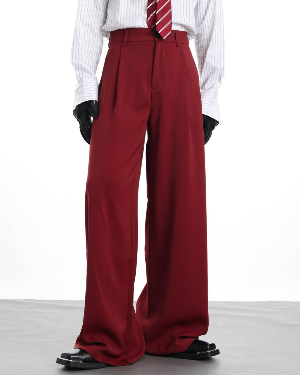 RED WIDE LEG DRESS PANTS