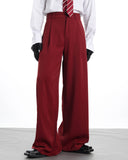 RED WIDE LEG DRESS PANTS