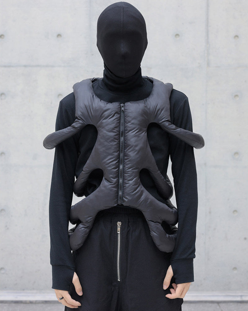 CUTOUT ALIEN EXOSKELETON COTTON VEST