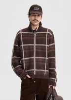 SCRIPT-X PLAID ZIP SWEATER