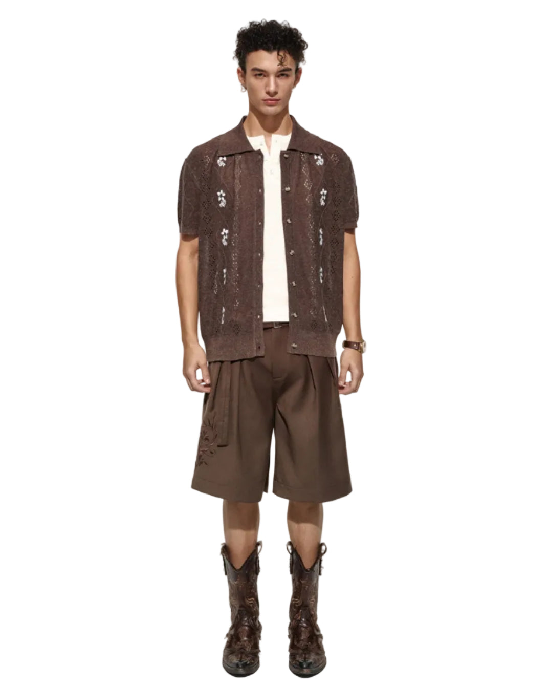 SCRIPT-X LINEN LYOCELL POLO CARDIGAN