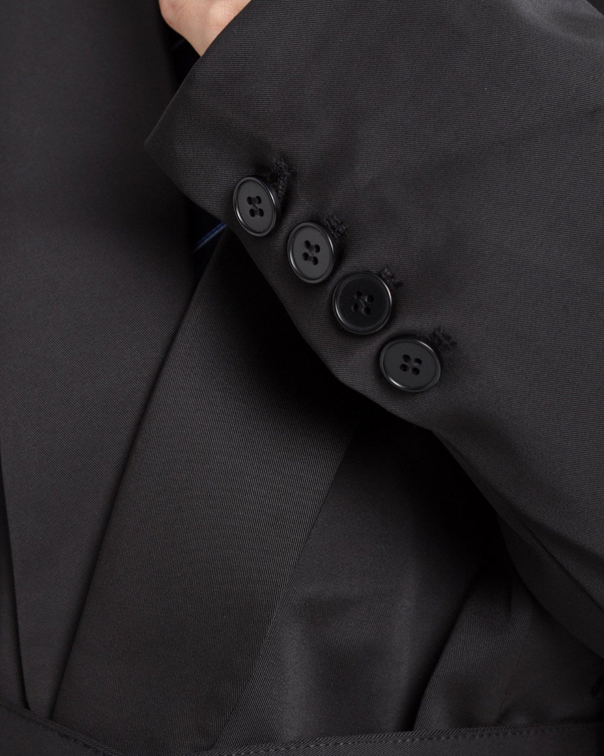 PRIVATE VIEW relaxed black belted shawl-collar tailored blazer, additional product photograph 11 | OFFCULTURE®
