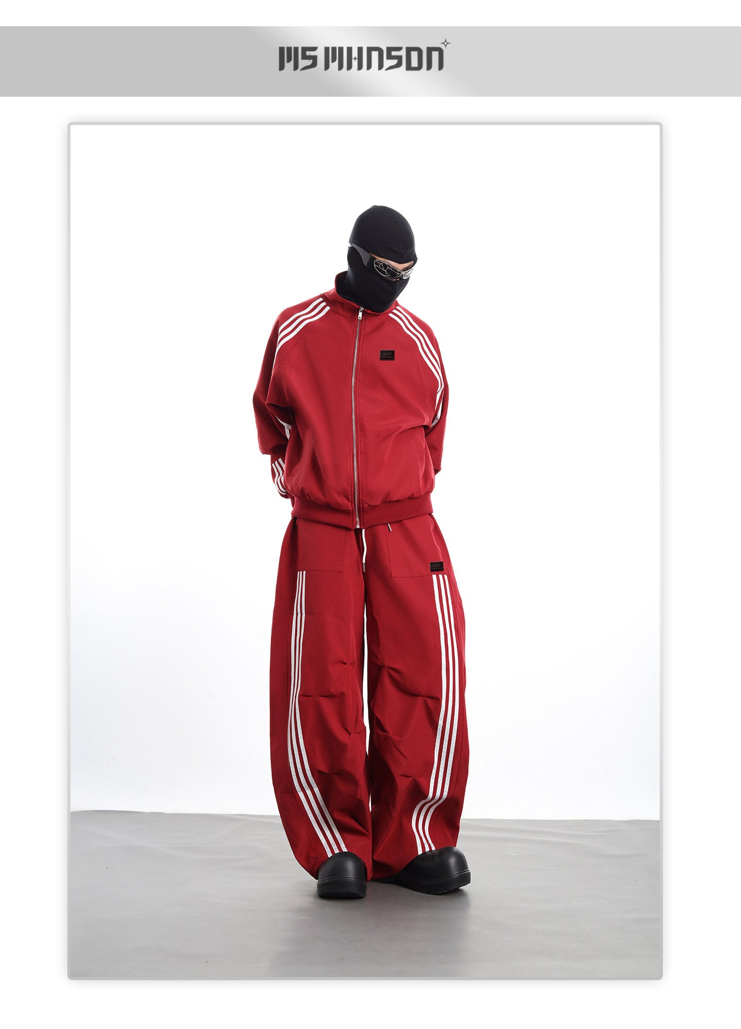 XCULTURE LUXURY 3-STRIPE STAND COLLAR CROPPED JACKET SET