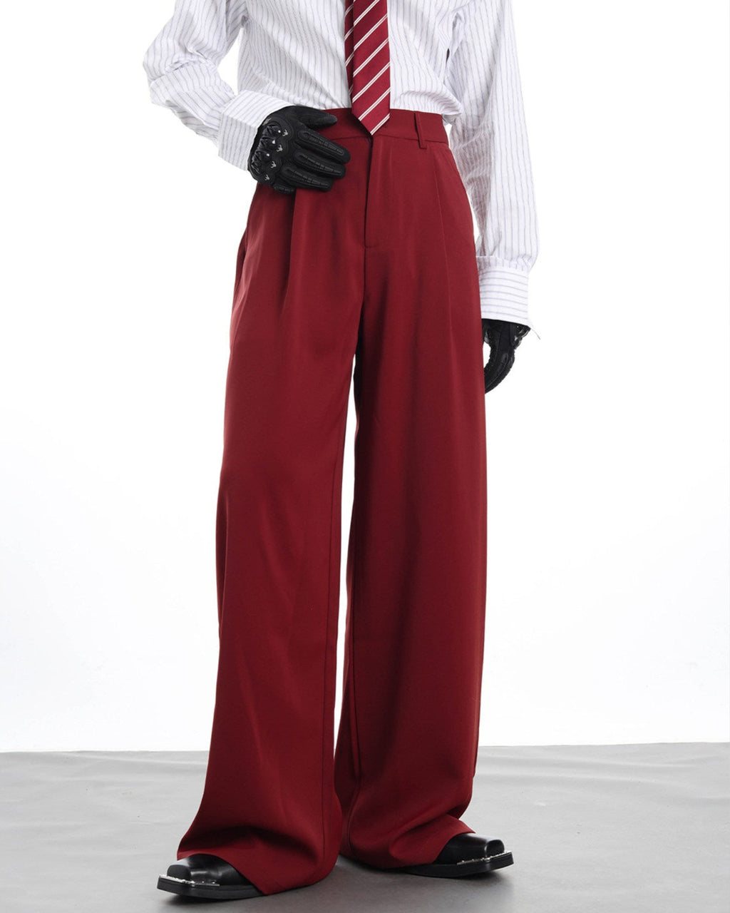 RED WIDE LEG DRESS PANTS