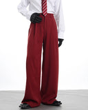 RED WIDE LEG DRESS PANTS