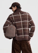 SCRIPT-X PLAID ZIP SWEATER