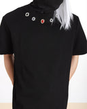 NECKLINE COLOR RHINESTONE DECORATED CASUAL TEE
