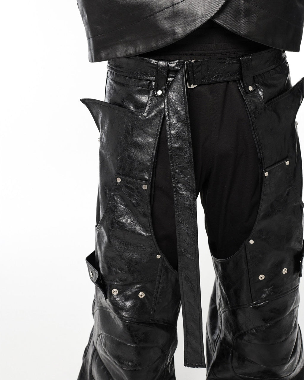 BLACK BIKER LEATHER PANTS