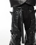 BLACK BIKER LEATHER PANTS