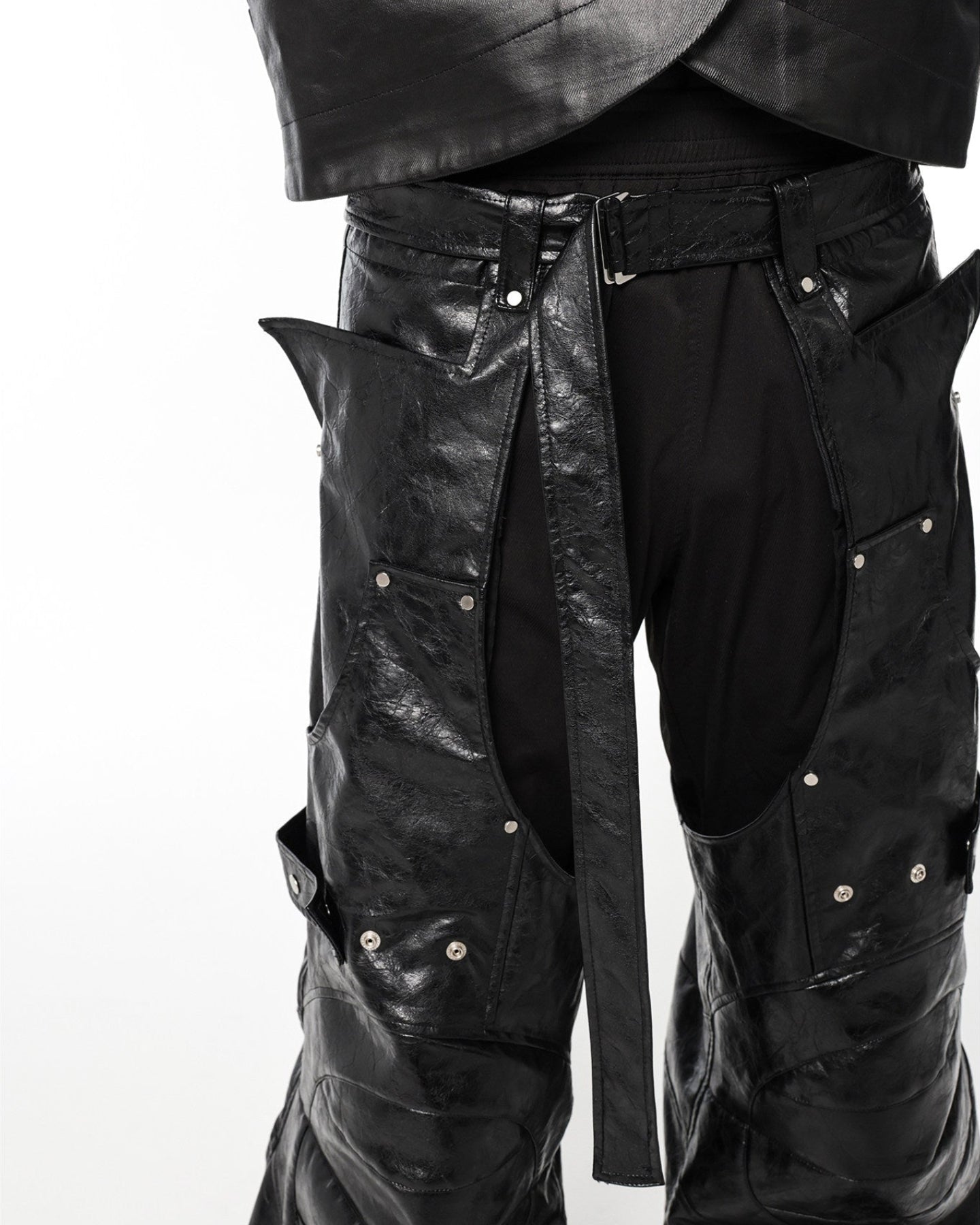 BLACK BIKER LEATHER PANTS