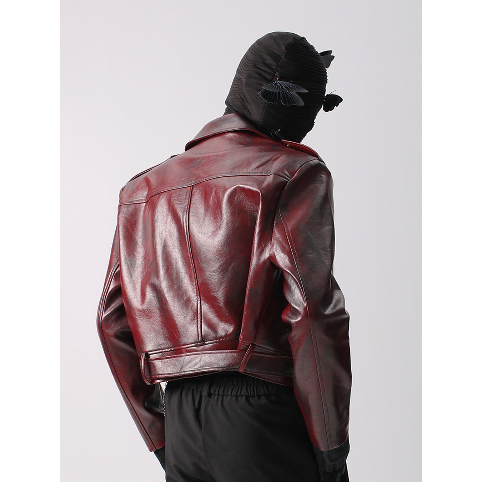 RED-X DOPAMINE CROPPED VINTAGE BIKER JACKET