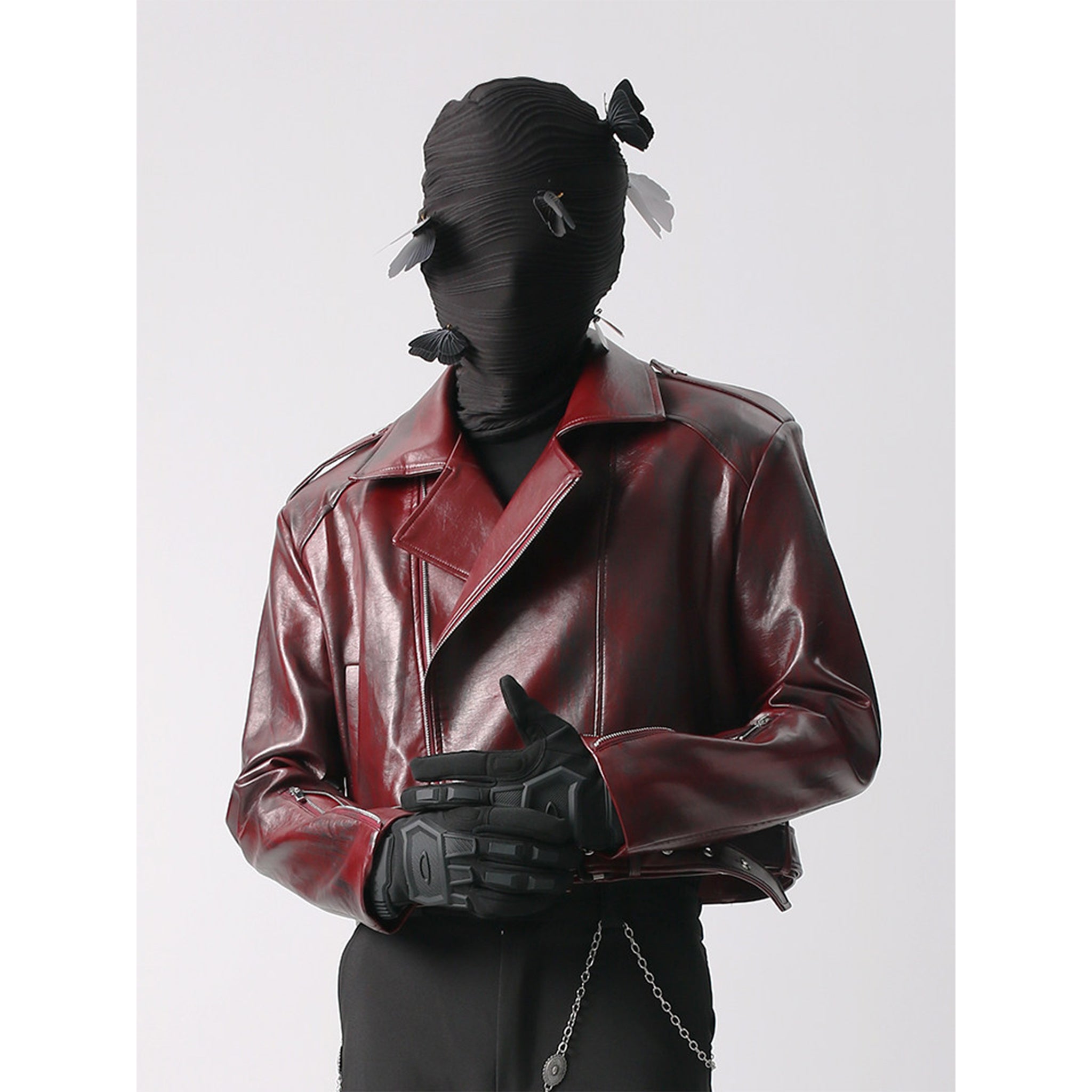 RED-X DOPAMINE CROPPED VINTAGE BIKER JACKET