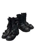 BLACK STRAP BIKER WORK BOOTS