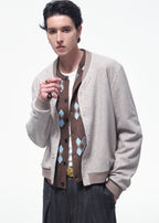 SCRIPT-X V-NECK BUTTON BOMBER JACKET