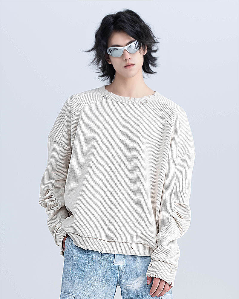 XEQUATION 26SS DISTRESSED CREWNECK