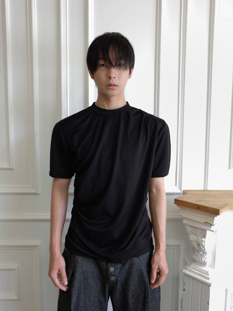 25SS SSIN7 ICE SILK WAVED PLEATED AVANT-GARDE TEE