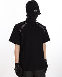 SHOULDER RHINESTONE DECONSTRUCTED SHORT SLEEVE TEE