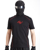 RED EMBROIDERY PIPED FITTED SPORT TEE